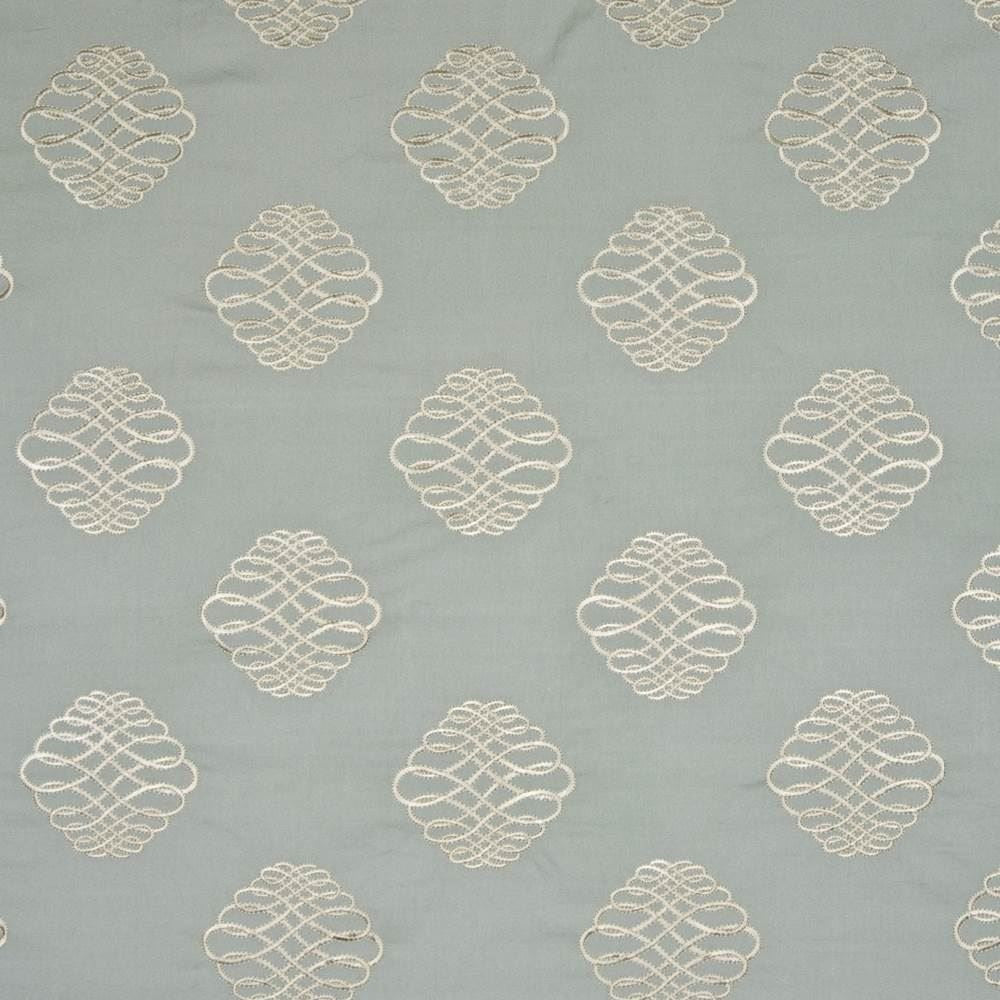 Hancock Flourish Robins Egg by Kasmir Fabric 1371 100% Cotton
Embroidery
100% Rayon
 CHINA 51,000 Wyzenbeek Double Rubs Horizontal: 13 4/8 inches and Vertical: 11 7/8 inches 54 - Fabric Carolina -