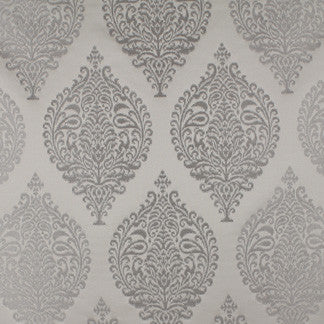 Hatley Silver 5527311004 by Carole Fabric Exclusive Sterling Noir 69% Polyester 31% Cotton India H: 18 3/4"V, 9 1/2"H  55" Minimum (See sample for specifics) - Fabric Carolina - Carole Exclusive