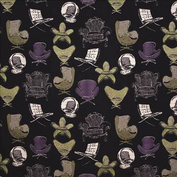 Have A Seat Black by Kasmir Fabric 1397 59% Spun Rayon 41% Polyester CHINA 30,000 Wyzenbeek Double Rubs H: 29 inches, V: 25 inches 57 - 58 - Fabric Carolina - Kasmir