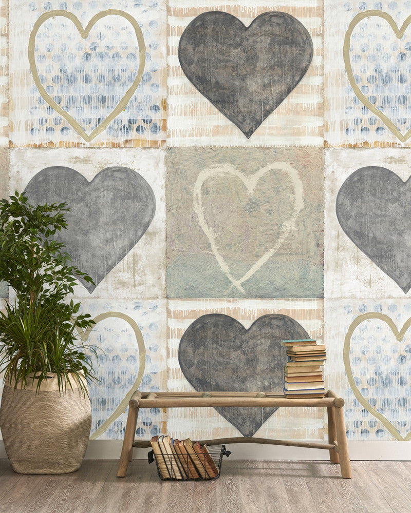 Heart Wallpaper by Mind the Gap Designer Wallpaper THE SUGARBOO COLLECTION Non-woven Made in Europe Paste the wall 3 rolls x 20.5 x 3.25 yards - Swanky Fabrics -
