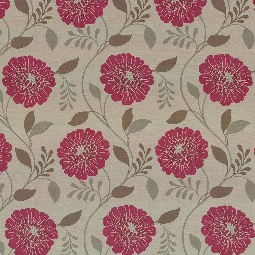 Hedgerow Floral Cranberry by Kasmir Fabric 1418 100% Polyester CHINA Not Tested H: 14 7/8 inches, V:23 7/8 inches 59 - 60 - Fabric Carolina - Kasmir