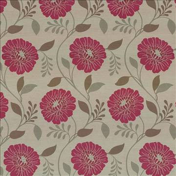 Hedgerow Floral Cranberry by Kasmir Fabric 1418 100% Polyester CHINA Not Tested H: 14 7/8 inches, V: 23 7/8 inches 59 - 60 - Fabric Carolina - Kasmir