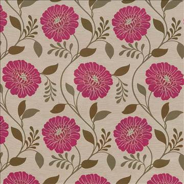 Hedgerow Floral Fuchsia by Kasmir Fabric 1418 100% Polyester CHINA Not Tested H: 14 7/8 inches, V: 23 7/8 inches 59 - 60 - Fabric Carolina - Kasmir