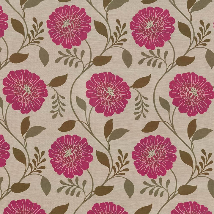 Hedgerow Floral Fuchsia by Kasmir Fabric 1418 100% Polyester CHINA Not Tested H: 14 7/8 inches, V:23 7/8 inches 59 - 60 - Fabric Carolina - Kasmir