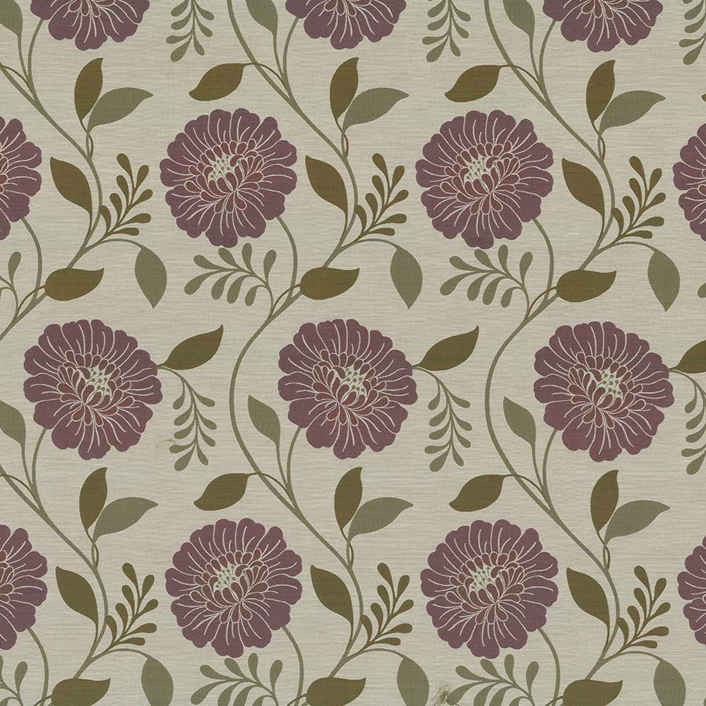 Hedgerow Floral Mulberry by Kasmir Fabric 1418 100% Polyester CHINA Not Tested H: 14 7/8 inches, V:23 7/8 inches 59 - 60 - Fabric Carolina - Kasmir