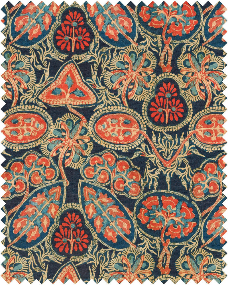 HEIRLOOM Linen (FB00038) by Mind The Gap | FB00038 | TRANSYLVANIAN ROOTS | Blue, Orange, Red, Taupe | Fabric Carolina | https://www.fabriccarolina.com/