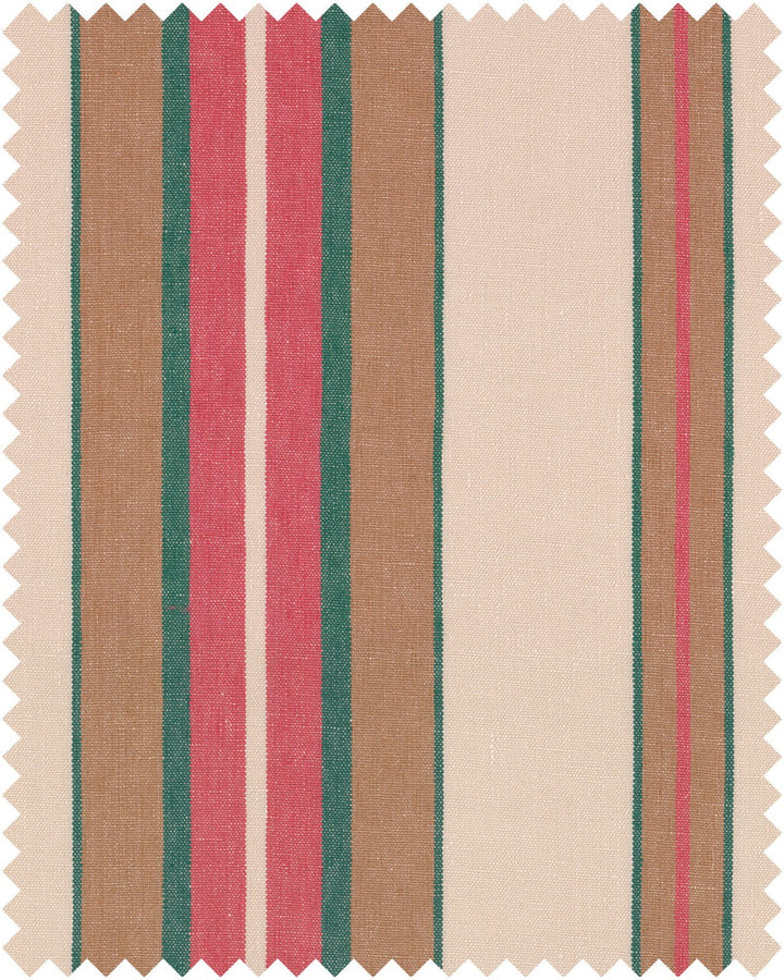 HERINA STRIPE Heavy Linen (FB00056) by Mind The Gap | FB00056 | TRANSYLVANIAN ROOTS | Brown, Green, Red, White | Fabric Carolina | https://www.fabriccarolina.com/