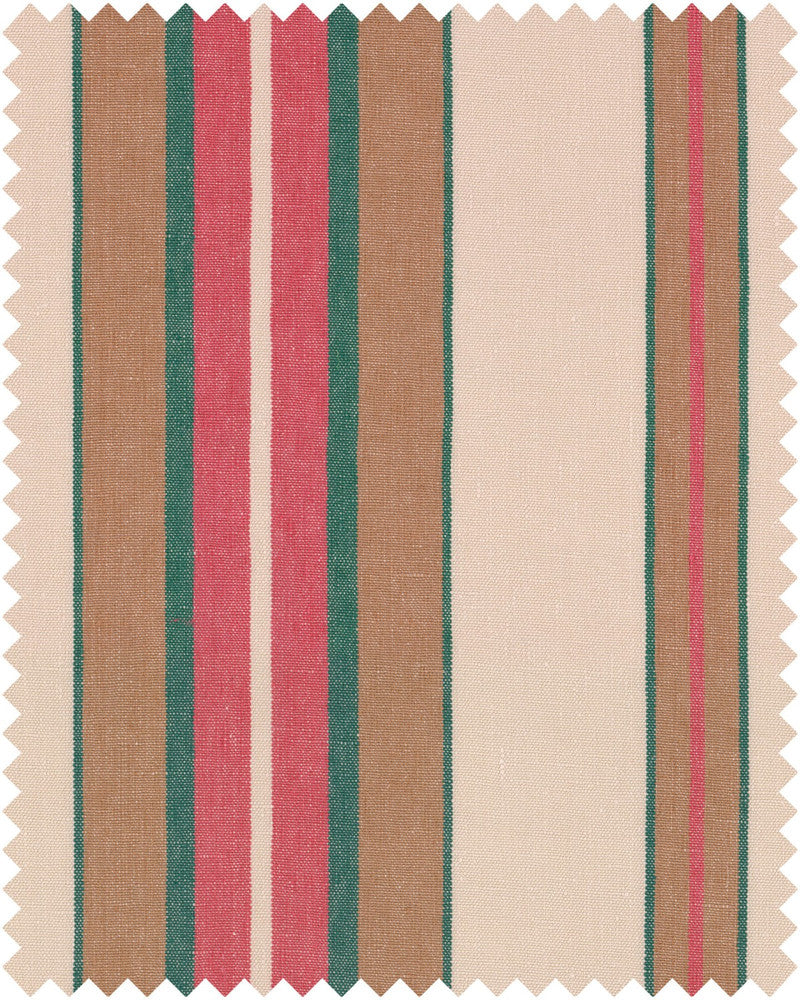 Mind The Gap Fabric HERINA STRIPE Heavy Linen (FB00056) | FB00056 | TRANSYLVANIAN ROOTS | Brown, Green, Red, White | Fabric Carolina | https://www.fabriccarolina.com/