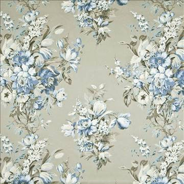 Highgrove Garden Blue Jay by Kasmir Fabric 1389 100% Cotton PERU 42,000 Wyzenbeek Double Rubs H: 27 inches, V: 25 2/8 inches 54 - Fabric Carolina - Kasmir