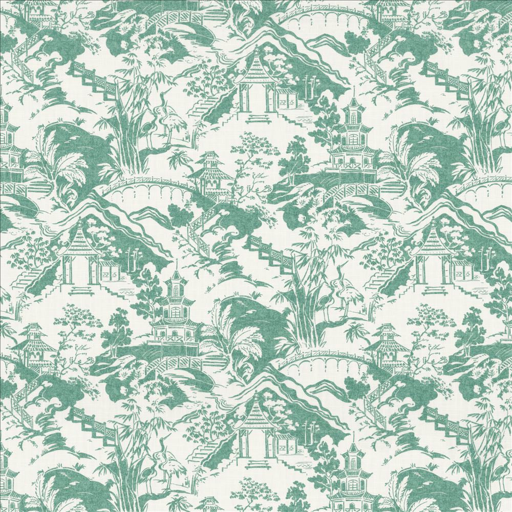 Himari Toile Seafoam by Kasmir Fabric 1464 100% Cotton
 SPAIN 30,000 Wyzenbeek Double Rubs Horizontal: 27 inches and Vertical: 27 inches 54 - Fabric Carolina -