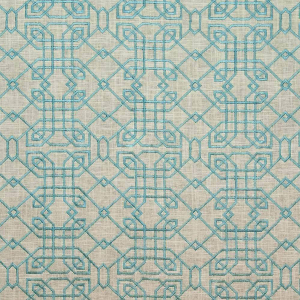 Hunan Linen Turquoise by Kasmir Fabric 1406 62% Rayon 38% Linen CHINA 6,000 Wyzenbeek Double Rubs H: 8 4/8 inches, V:11 4/8 inches 54 - Fabric Carolina - Kasmir