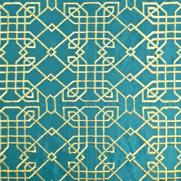 Hunan Silk Turquoise by Kasmir Fabric 1406 42% Rayon 31% Nylon 27% Polyester CHINA 12,000 Wyzenbeek Double Rubs H: 8 4/8 inches, V:11 4/8 inches 54 - Fabric Carolina - Kasmir
