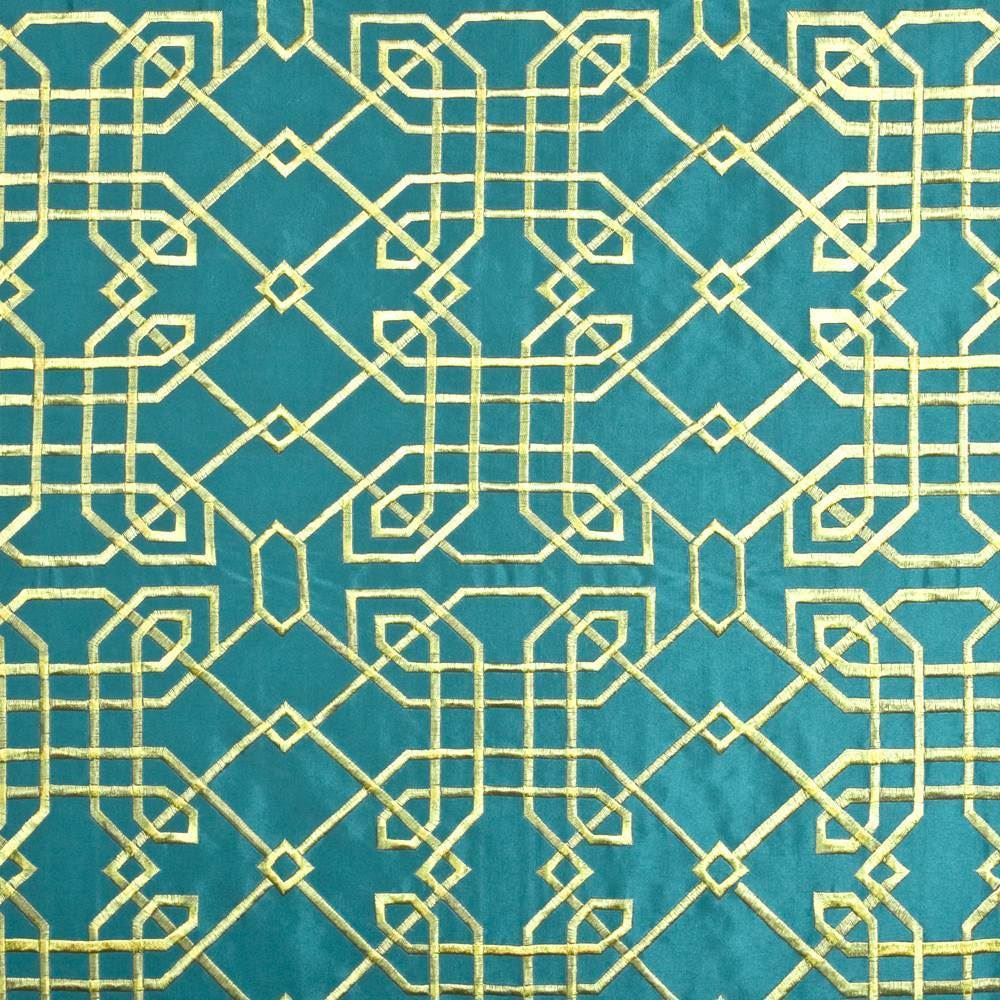 Hunan Silk Turquoise  by Kasmir Fabric See sample 42% Rayon
31% Nylon
27% Polyester
 CHINA 12,000 Wyzenbeek Double Rubs </p><p>Repeat: Horizontal: 8 4/8 inches and Vertical: 11 4/8 inches 54  - Fabric Carolina -