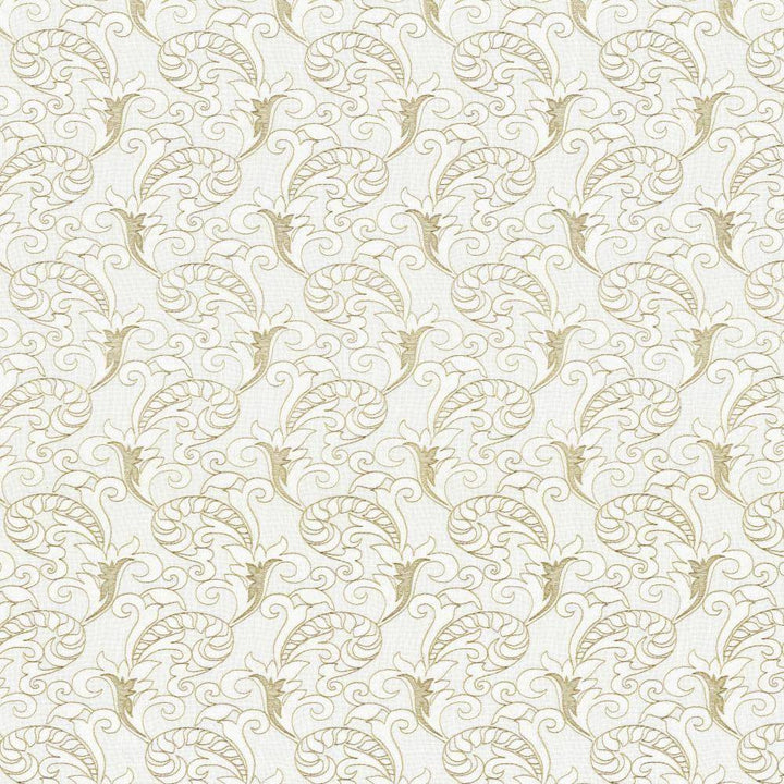 Huntshire Off White by Kasmir Fabric 1443 80% Polyester 20% Viscose Embroidery Contents 100% Polyester INDIA Not Tested H: 5 4/8 inches, V:9 4/8 inches 55 - Fabric Carolina - Kasmir