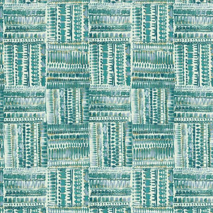 Huron Peacock by Kasmir Fabric 5154 100% Cotton TURKMENISTAN 6,000 Wyzenbeek Double Rubs Horizontal: 13 4/8 inches and Vertical: 27 inches 54 - Fabric Carolina -