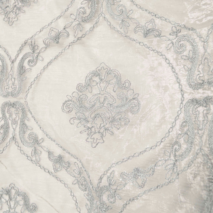 Majestic Dora Silver by Europatex Fabric Majestic Sheers 100% Polyester 11.75" H, 14.50" V 110.00 inches - Fabric Carolina -