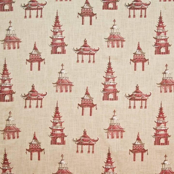 Imperial Pagodas Flame by Kasmir Fabric 1405 CHINA 6,000 Wyzenbeek Double Rubs H: 28 inches, V:22 4/8 inches 54 - Fabric Carolina - Kasmir