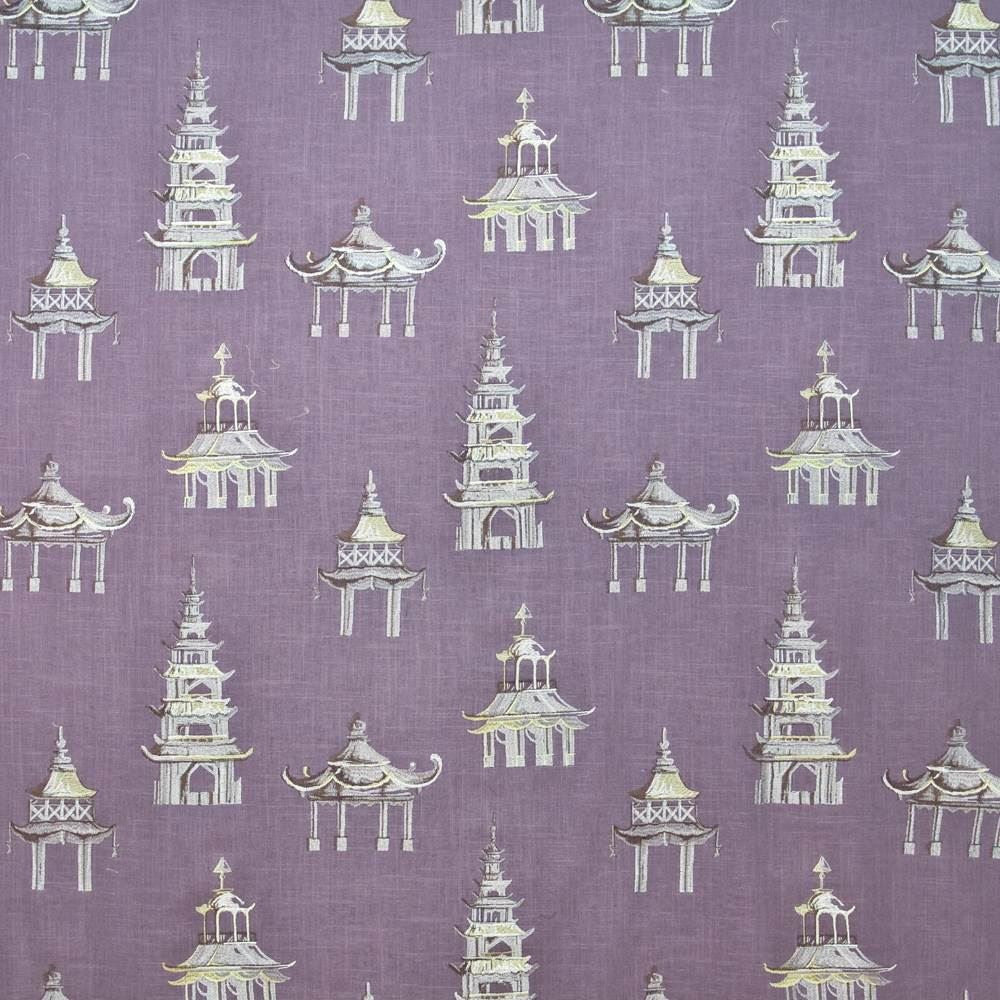 Imperial Pagodas Lilac by Kasmir Fabric 1405 57% Rayon
43% Linen
 CHINA 6,000 Wyzenbeek Double Rubs </p><p>Repeat: Horizontal: 28 inches and Vertical: 22 4/8 inches 54 - Fabric Carolina -