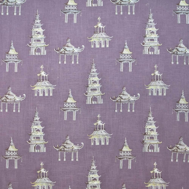 Imperial Pagodas Lilac by Kasmir Fabric 1405 57% Rayon 43% Linen CHINA 6,000 Wyzenbeek Double Rubs Horizontal: 28 inches and Vertical: 22 4/8 inches 54 - Fabric Carolina -