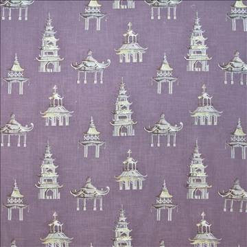 Imperial Pagodas Lilac by Kasmir Fabric 1405 57% Rayon 43% Linen CHINA 6,000 Wyzenbeek Double Rubs H: 28 inches, V: 22 4/8 inches 54 - Fabric Carolina - Kasmir