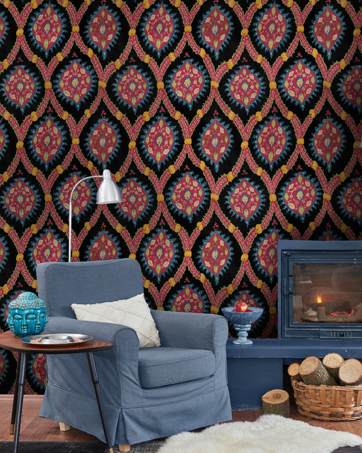 Ottoman Anthracite Wallpaper by Mind the Gap Designer Wallpaper THE WALLPAPER COLLECTABLES Textured Matte Made in Europe Paste the wall 3 rolls x 20.5 x 3.25 yards - Swanky Fabrics -
