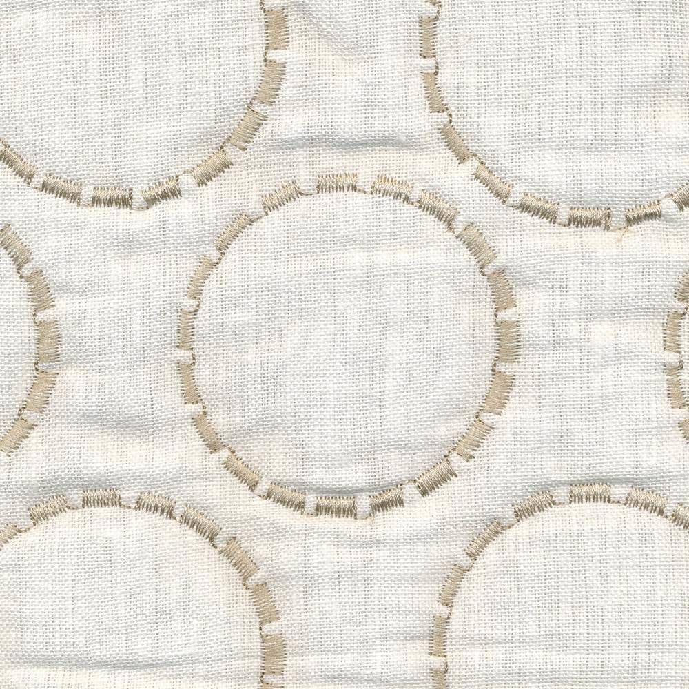 Inner Circle White Linen by Kasmir Fabric 1396 INDIA Not Tested H: 3 4/8 inches, V:4 6/8 inches 51 - 54 - Fabric Carolina - Kasmir