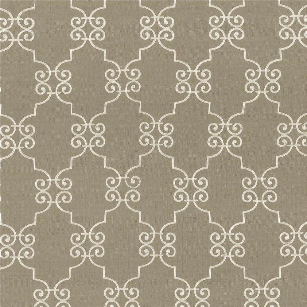 Ionic Scroll Silver Cloud  by Kasmir Fabric See sample 100% Polyester
 CHINA Not Tested </p><p>Repeat: Horizontal: 7 4/8 inches and Vertical: 12 inches 52  - Fabric Carolina -