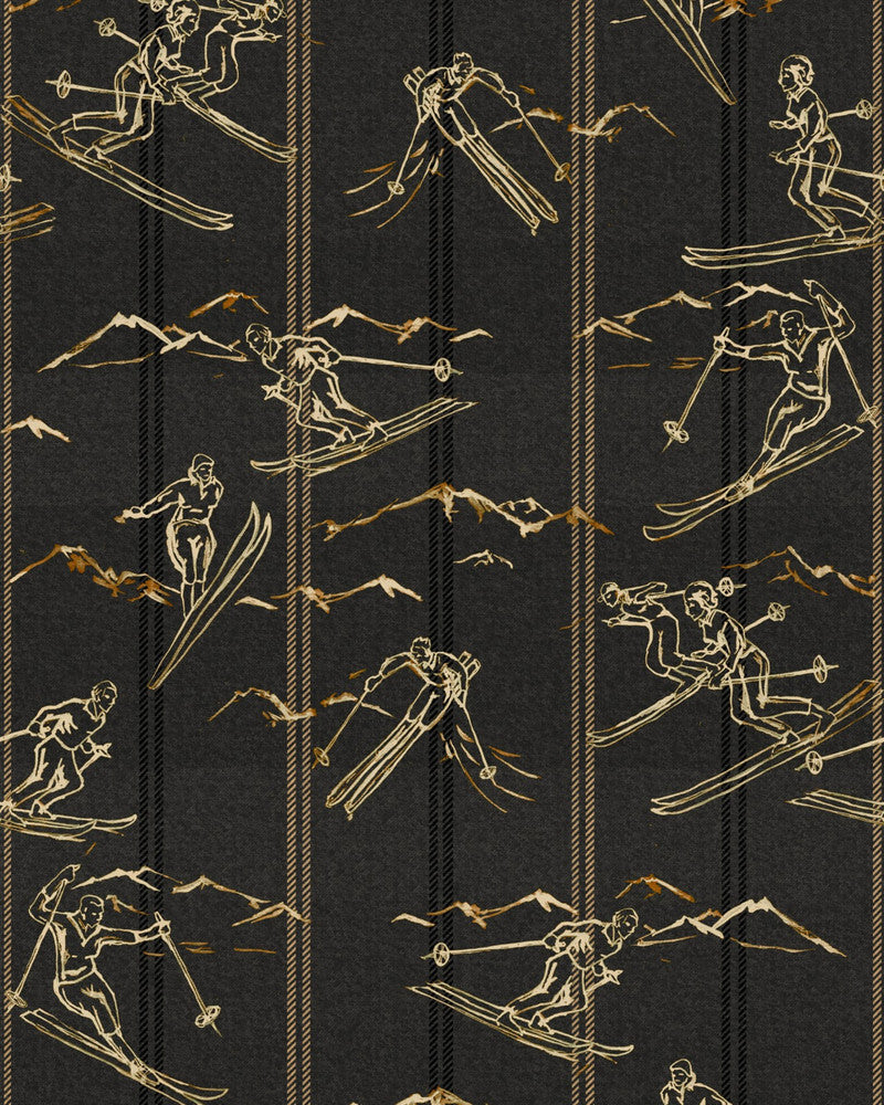 ISCHGL Peat Wallpaper (WP30132) by Mind The Gap | WP30132 | TYROL APRES-SKI HOME COLLECTION | 1 roll x 20.5 x 393.7 in | 0.52m / 20.5in | 10m / 393.7in | 5.20mp | 70cm / 27.5in | Black, Taupe | Satin Matte | Paste the wall | 1-roll in a box | Fabric Carolina | https://www.fabriccarolina.com/