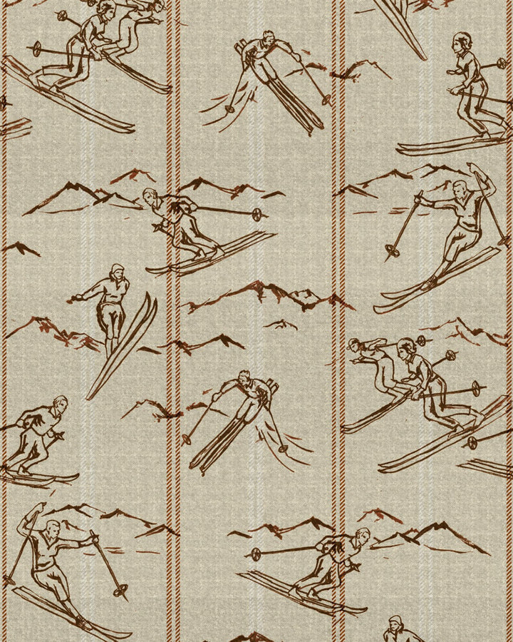 ISCHGL Taupe Wallpaper (WP30133) by Mind The Gap | WP30133 | TYROL APRES-SKI HOME COLLECTION | 1 roll x 20.5 x 393.7 in | 0.52m / 20.5in | 10m / 393.7in | 5.20mp | 70cm / 27.5in | Burgundy, Taupe | Satin Matte | Paste the wall | 1-roll in a box | Fabric Carolina | https://www.fabriccarolina.com/