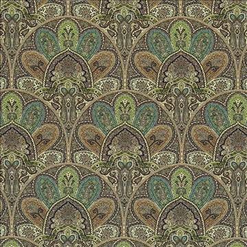 Ismir Paisley Jasper by Kasmir Fabric 1420 100% Cotton PERU 42,000 Wyzenbeek Double Rubs H: 18 inches, V: 25 2/8 inches 54 - Fabric Carolina - Kasmir