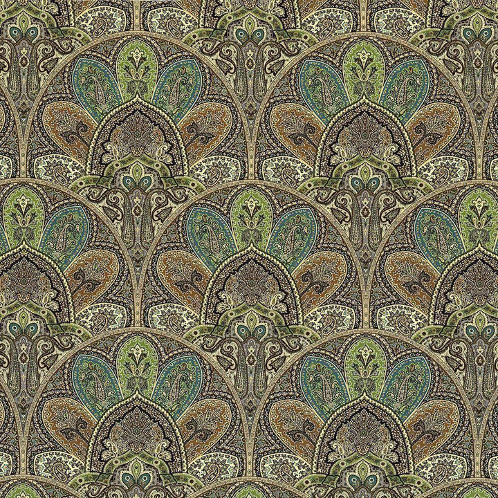 Ismir Paisley Jasper by Kasmir Fabric 1420 PERU 42,000 Wyzenbeek Double Rubs H: 18 inches, V:25 2/8 inches 54 - Fabric Carolina - Kasmir