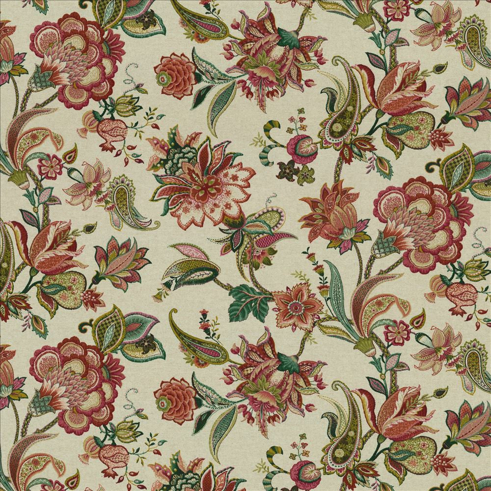 Itzel Geranium by Kasmir Fabric 5155 90% Cotton 5% Flax 5% Rayon USA 15,000 Wyzenbeek Double Rubs Horizontal: 54 inches and Vertical: 26 4/8 inches 54 - Fabric Carolina -