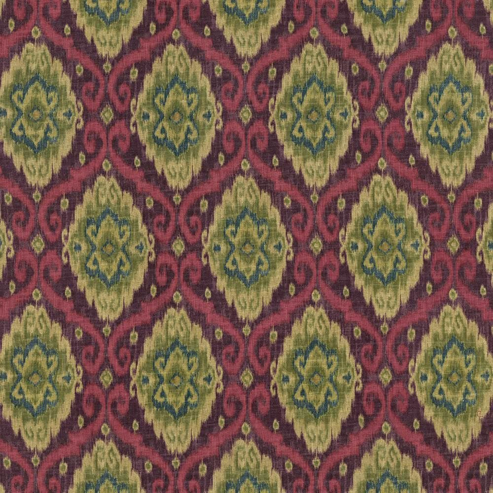 Jakarta Tourmaline by Kasmir Fabric 1418 70% Cotton
30% Linen
 USA 27,000 Wyzenbeek Double Rubs </p><p>Repeat: Horizontal: 13 4/8 inches and Vertical: 27 inches 54 - Fabric Carolina -
