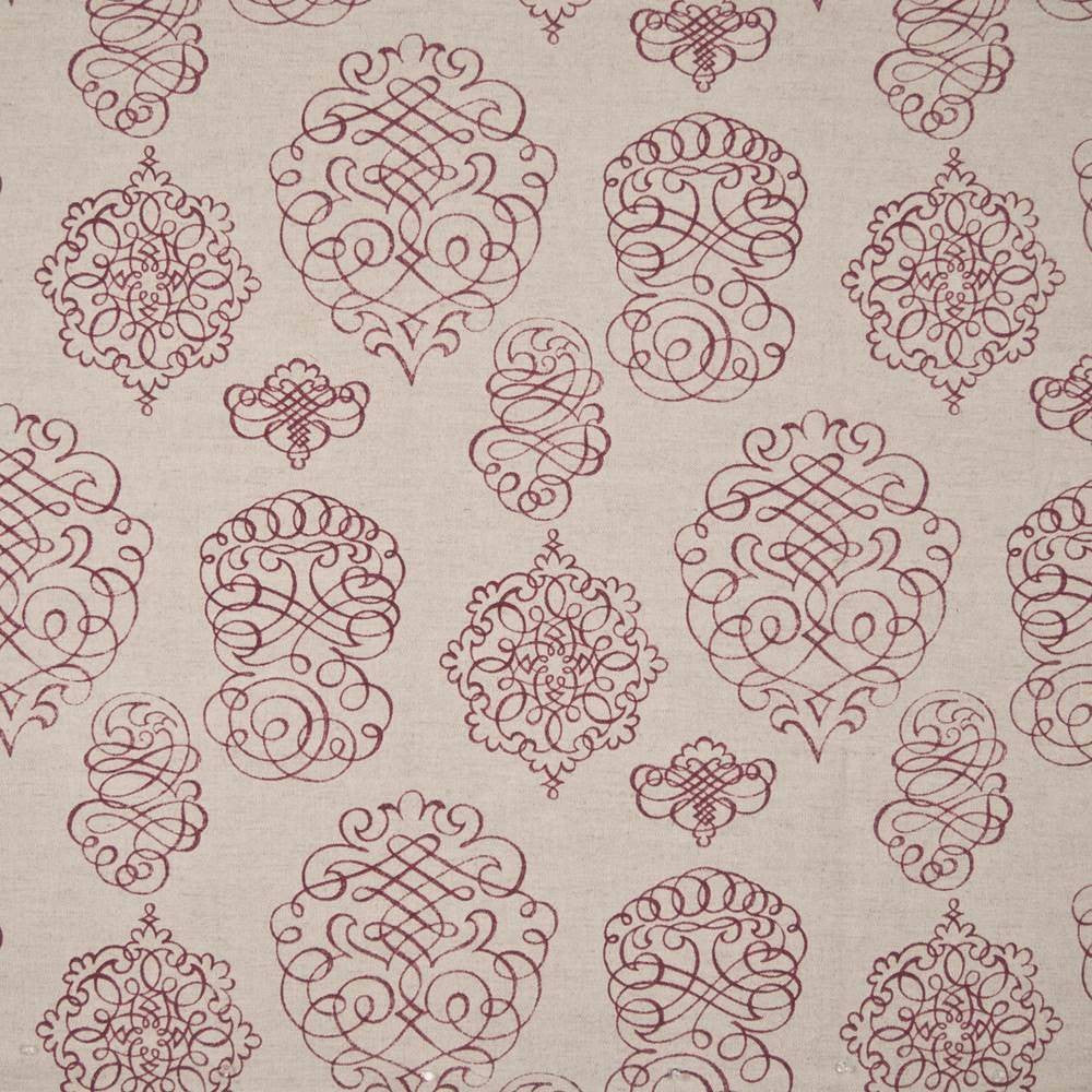 Jamestown Script Berry by Kasmir Fabric 1387 USA 15,000 Wyzenbeek Double Rubs H: 13 4/8 inches, V:25 2/8 inches 54 - Fabric Carolina - Kasmir
