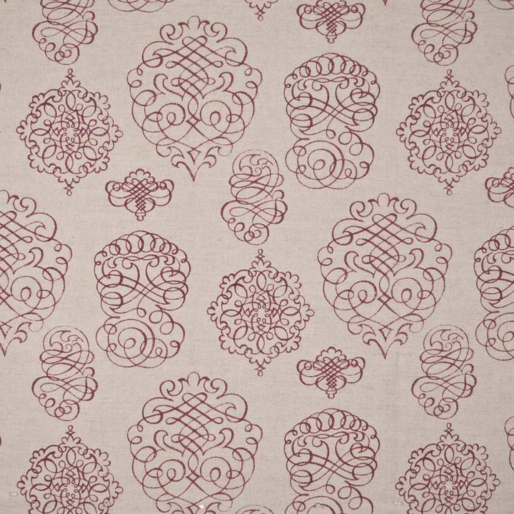 Jamestown Script Berry by Kasmir Fabric 1387 USA 15,000 Wyzenbeek Double Rubs H: 13 4/8 inches, V:25 2/8 inches 54 - Fabric Carolina - Kasmir