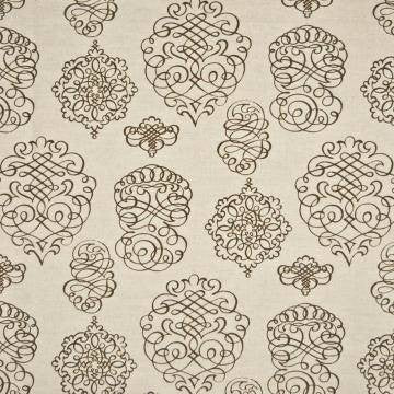 Jamestown Script Latte by Kasmir Fabric 1386 57% Linen 43% Cotton USA 15,000 Wyzenbeek Double Rubs H: 13 4/8 inches, V: 25 2/8 inches 54 - Fabric Carolina - Kasmir