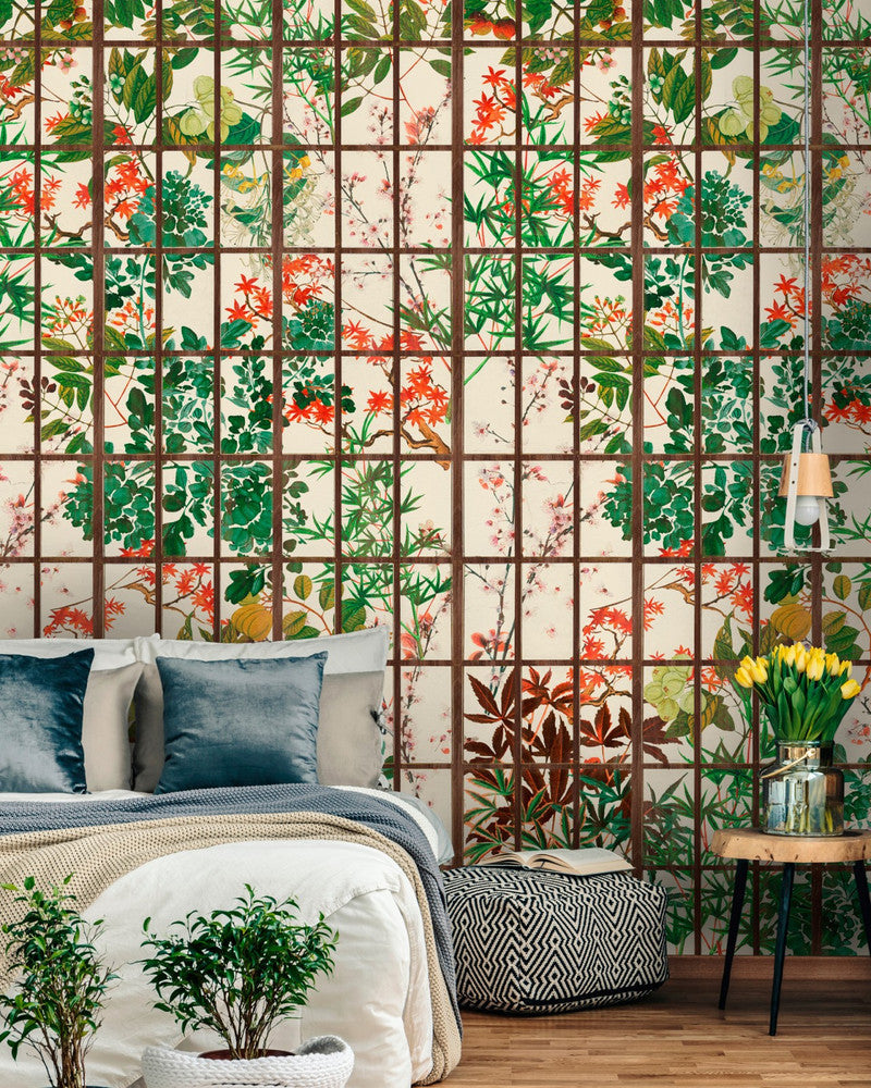 Japanese Garden Wallpaper by Mind the Gap Designer Wallpaper THE WALLPAPER COLLECTABLES Textured Matte Made in Europe Paste the wall 3 rolls x 20.5 x 3.25 yards - Swanky Fabrics -