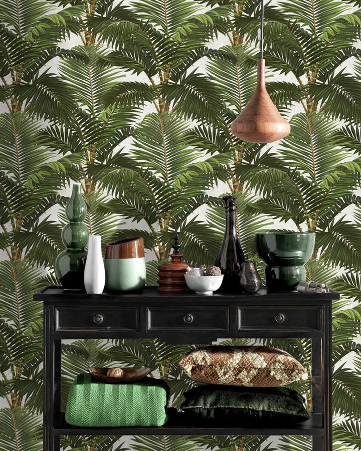 JARDIN TROPICAL Premium Wallpaper (WP20104) by Mind The Gap | WP20104 | WALLPAPER DESIGNER COLLECTION | 3 rolls x 20.5 x 118.1 in | 0.52m / 20.5in | 3m / 118in | 4.65mp | 52cm / 20.5in | Brown, Green, White | Non-woven | Paste the wall | 3-rolls in a box | Fabric Carolina | https://www.fabriccarolina.com/