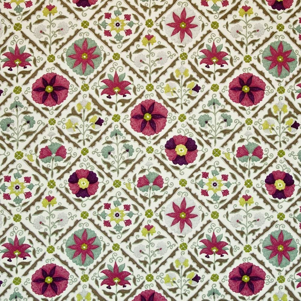 Jinga Floral Cherry Blossom by Kasmir Fabric 1400 100% Cotton
 USA </p><p>Repeat: Horizontal: 27 inches and Vertical: 27 inches 54 - Fabric Carolina -
