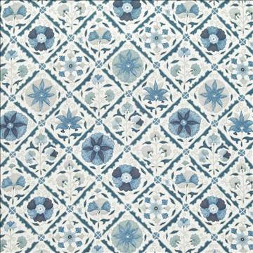 Jinga Floral Indian Sea by Kasmir Fabric 1401 100% Cotton USA 15,000 Wyzenbeek Double Rubs H: 27 inches, V: 27 inches 54 - Fabric Carolina - Kasmir