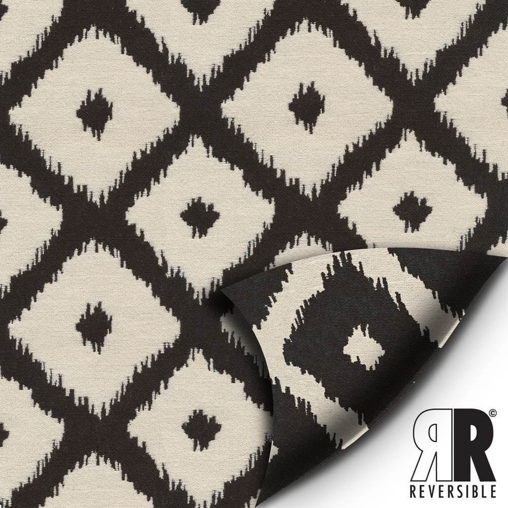 Jumba Ikat Onyx by Kasmir Fabric 1386 69% Polyester 31% Cotton CHINA 27,000 Wyzenbeek Double Rubs Horizontal: 3 4/8 inches and Vertical: 3 4/8 inches 56 - 57 - Fabric Carolina -