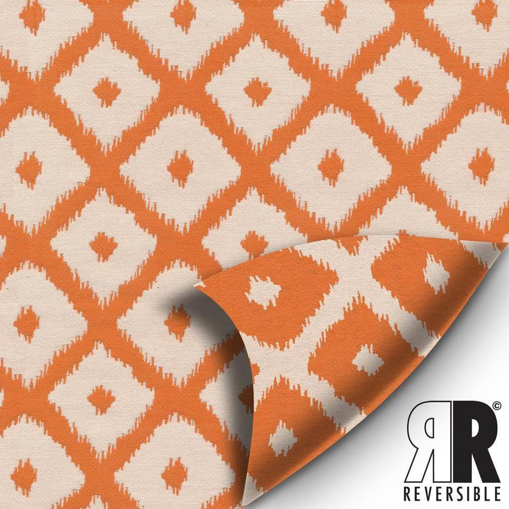 Jumba Ikat Pumpkin by Kasmir Fabric 1387 CHINA 27,000 Wyzenbeek Double Rubs H: 3 4/8 inches, V:3 4/8 inches 56 - 57 - Fabric Carolina - Kasmir