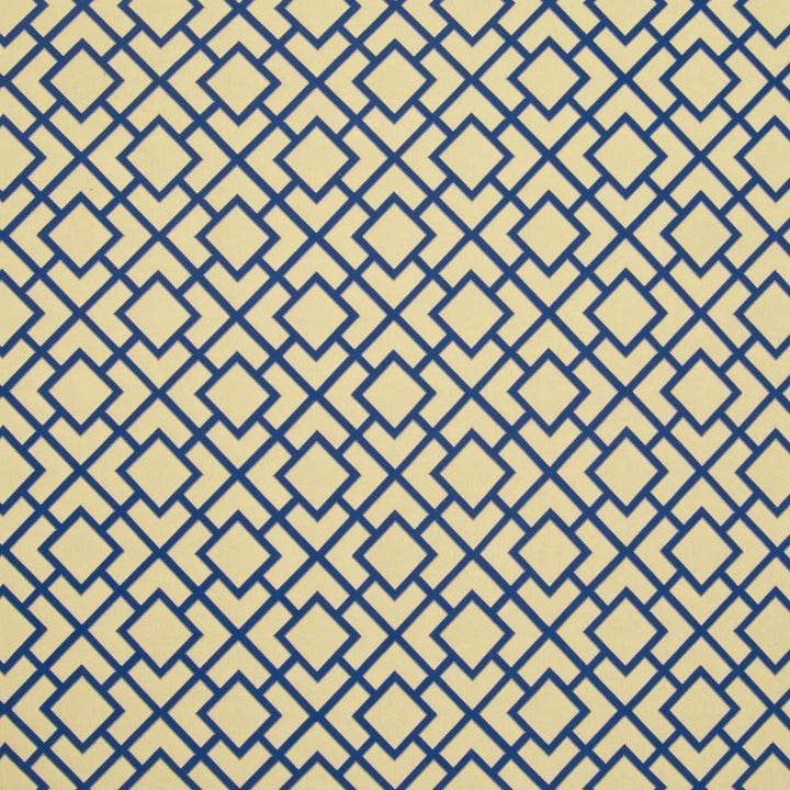 Kahala Fret Io Indigo by Kasmir Fabric 1395 100% High UV Polyester
 USA 27,000 Wyzenbeek Double Rubs Horizontal: 6 6/8 inches and Vertical: 6 6/8 inches 53 - Fabric Carolina -