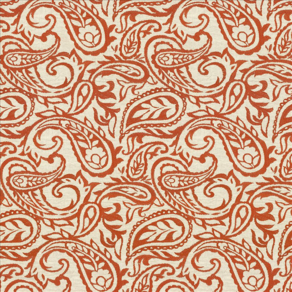 Kahala Paisley Paprika by Kasmir Fabric 1450 52% Linen
48% Cotton
 INDIA Not Tested </p><p>Repeat: Horizontal: 17 inches and Vertical: 14 7/8 inches 51 - Fabric Carolina -