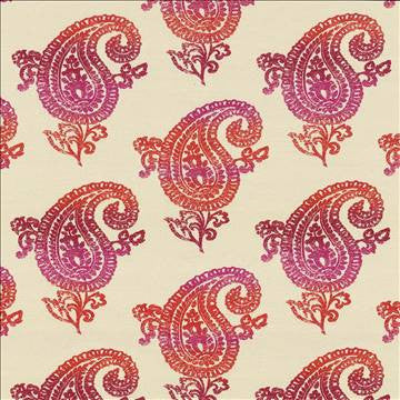 Kasbah Fruit Punch by Kasmir Fabric 8005 62% Rayon 38% Cotton, Organic USA 30,000 Wyzenbeek Double Rubs H: 27 3/8 inches, V: 20 inches 54 - Fabric Carolina - Kasmir