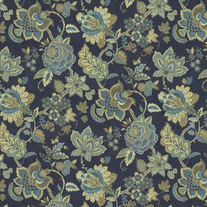 Kates Garden Indigo by Kasmir Fabric 5143 100% Cotton
 SPAIN 30,000 Wyzenbeek Double Rubs Horizontal: 27 inches and Vertical: 27 inches 54 - Fabric Carolina -