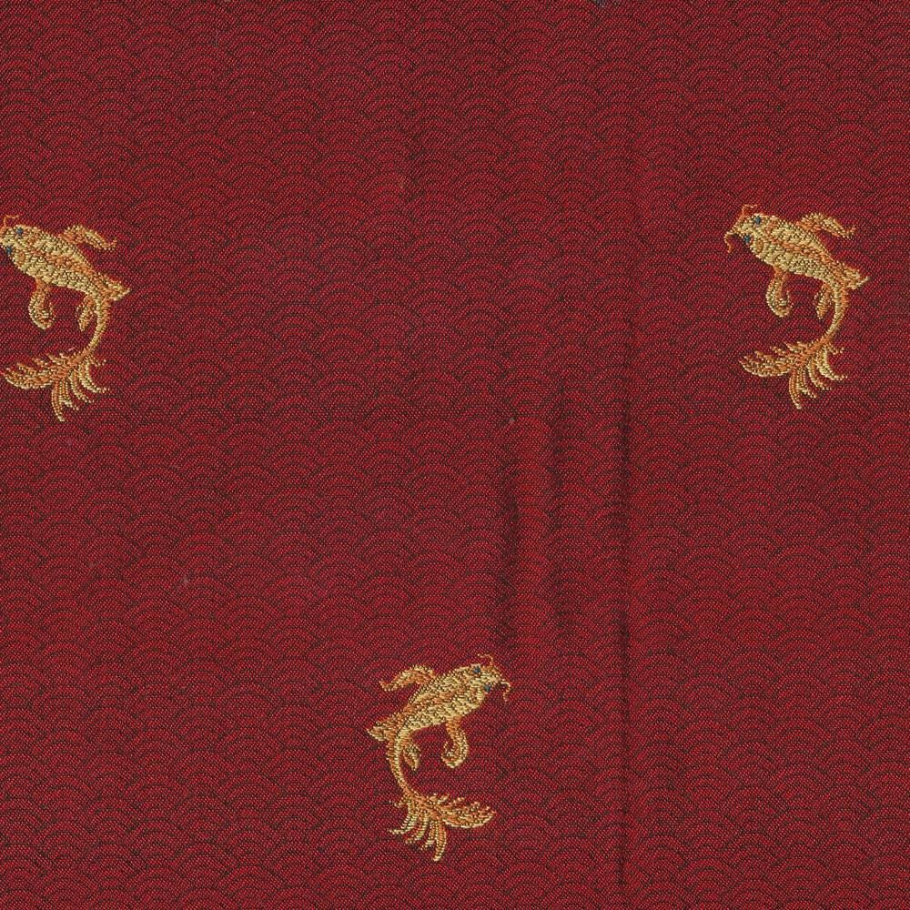 Koi Pond Garnet  by Kasmir Fabric See sample 67% Rayon
33% Polyester
 USA 54,000 Wyzenbeek Double Rubs </p><p>Repeat: Horizontal: 6 6/8 inches and Vertical: 8 1/8 inches 54  - Fabric Carolina -