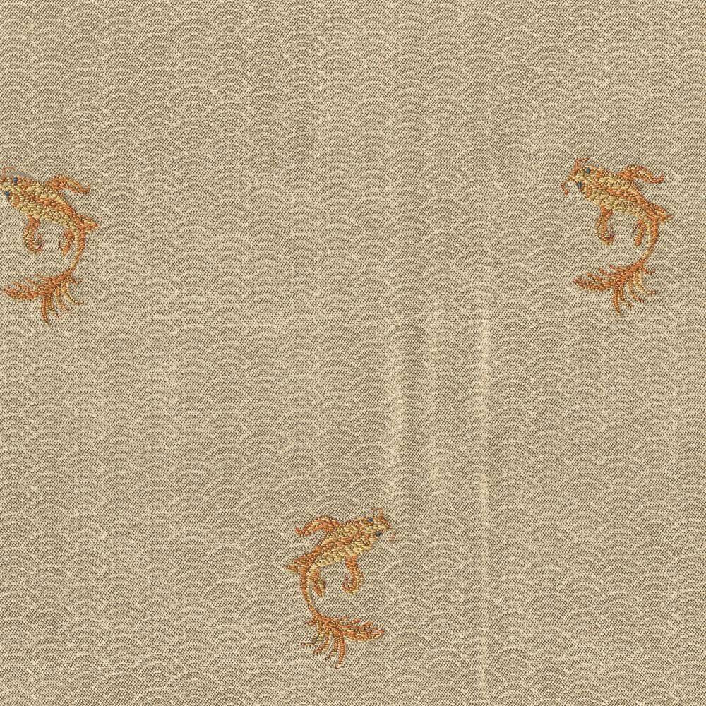 Koi Pond Ming Gold by Kasmir Fabric 1404 USA 54,000 Wyzenbeek Double Rubs H: 6 6/8 inches, V:8 1/8 inches 54 - 56 - Fabric Carolina - Kasmir