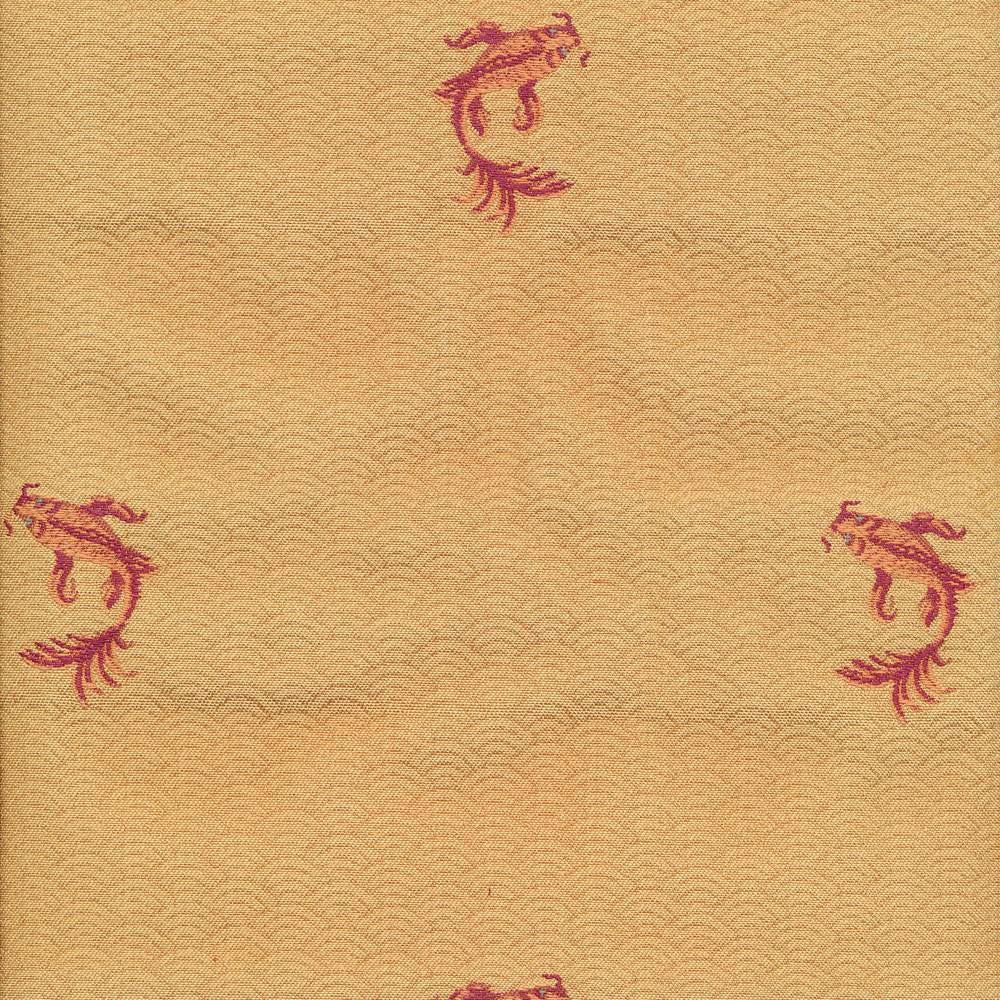Koi Pond Saffron by Kasmir Fabric 1404 67% Rayon
33% Polyester
 USA </p><p>Repeat: Horizontal: 6 6/8 inches and Vertical: 8 1/8 inches 54 - 56 - Fabric Carolina -