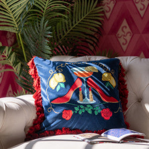 LA DOLCE VITA Embroidered Velvet Cushion (LC40211) by Mind The Gap